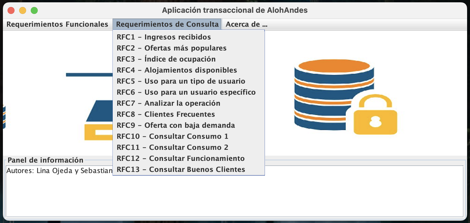 Aloha-Andes desktop application UI